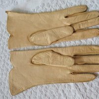 Vintage Leather Driving Gloves Beige Pigskin Retro Mid Century Miss Fisher Audrey Hepburn Cosplay Fashion  Free Ship in US WhenRosesBloom