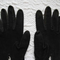 Vintage Gloves Black French Leather Matinee Elegant Mid Century Style Lady Mary Steampunk Goth Cosplay  Free Ship USA   WhenRosesBloom