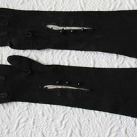 Vintage Gloves Black French Leather Matinee Elegant Mid Century Style Lady Mary Steampunk Goth Cosplay  Free Ship USA   WhenRosesBloom