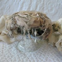 Vintage Bridal Wedding Cocktail Hat Fascinator Toque Eggshell 1950's New Elegant Looking style  Mid Century  Retro Party WhenRosesBloom
