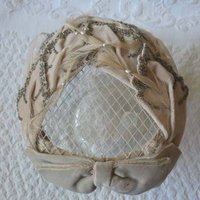Vintage Bridal Wedding Cocktail Hat Fascinator Toque Eggshell 1950's New Elegant Looking style  Mid Century  Retro Party WhenRosesBloom