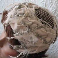 Vintage Bridal Wedding Cocktail Hat Fascinator Toque Eggshell 1950's New Elegant Looking style  Mid Century  Retro Party WhenRosesBloom