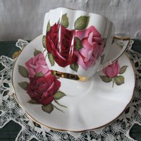 Vintage Tea Cup Rose Floral English Bone China TeaTime Gift Dainty Elegant Shabby Chic Retro Mid Century Classic British WhenRosesBloom
