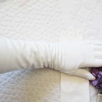 Vintage White Gloves Matinee Vegan Leather Wedding Classic Retro Mid Century Bride Downton Austen Cosplay Free Ship  US When Roses Bloom