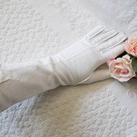 White Gloves Vintage Retro Mid Century Wedding Bride Bridesmaid Classic Matinee Downton Austen Cosplay NOS Free ship US WhenRosesBloom