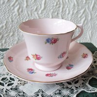 Vintage Tea Cup Chintz Pink Blue Floral Mayfair English Bone China Tea Gift Retro Mid Century Shabby Chic Farm WhenRosesBloom Classic Tea