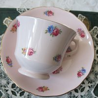 Vintage Tea Cup Chintz Pink Blue Floral Mayfair English Bone China Tea Gift Retro Mid Century Shabby Chic Farm WhenRosesBloom Classic Tea