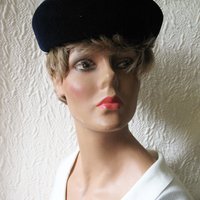 Vintage Hat Blue Wool Toque Sailor Bubble Classic Elegant 1950-60s Cosplay Mid Century Mod French schoolgirl Audrey Hepburn  WhenRosesBloom