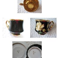Vintage Tea Cup Black Yellow Rose Footed Japan Tea Gift Steampunk Cosplay Gentleman Tea  Victoria Downton Cottage Shabby Chic WhenRosesBloom