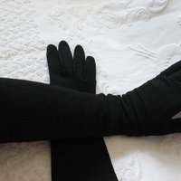 Vintage Black Gloves Size 6 Opera Debutante Downton Lady Mary Steampunk Cosplay Titanic Miss Fisher Vegan Free Ship USA   WhenRosesBloom
