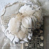 Vintage Hat 1920s Wedding  Bridal Headpiece Tea Wedding Veil Eggshell Toque White/ Silver Beads Flapper  Gatsby Art Deco WhenRosesBloom