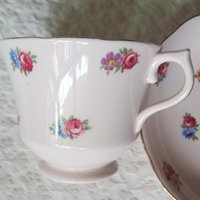 Vintage Tea Cup Chintz Pink Blue Floral Mayfair English Bone China Tea Gift Retro Mid Century Shabby Chic Farm WhenRosesBloom Classic Tea