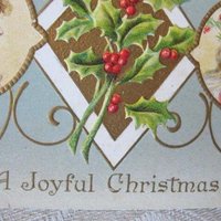 Vintage Santa Claus Postcard Little Girl Holly Ornaments Christmas Embossed 1900s Victorian Edwardian Holiday Free Ship US WhenRosesBloom