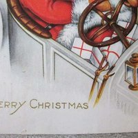 Vintage Santa Driving Car Whitney Made Postcard 1918 toys gift Paper Ephemera Christmas Muscatine Iowa Scrapbook Art WhenRosesBloom