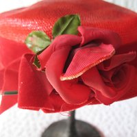 Vintage Hat Red Straw Rose Quaint Style Classic Topper Sailor Tailored Elegant Tea Cosplay Hat Downton Abbey Style  WhenRosesBloom