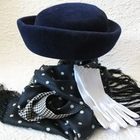 Vintage Hat Blue Wool Toque Sailor Bubble Classic Elegant 1950-60s Cosplay Mid Century Mod French schoolgirl Audrey Hepburn  WhenRosesBloom