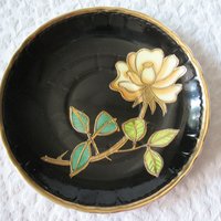 Vintage Tea Cup Black Yellow Rose Footed Japan Tea Gift Steampunk Cosplay Gentleman Tea  Victoria Downton Cottage Shabby Chic WhenRosesBloom