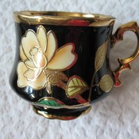 Vintage Tea Cup Black Yellow Rose Footed Japan Tea Gift Steampunk Cosplay Gentleman Tea  Victoria Downton Cottage Shabby Chic WhenRosesBloom