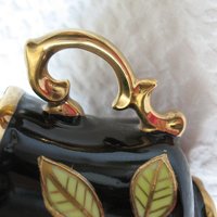Vintage Tea Cup Black Yellow Rose Footed Japan Tea Gift Steampunk Cosplay Gentleman Tea  Victoria Downton Cottage Shabby Chic WhenRosesBloom