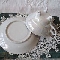 Vintage Tea Cup Footed Pink Roses MOP Pearl Made in Japan Retro Tea Party Gift Mid Century Cottage Shabby Chic Farmhouse   WhenRosesBloom