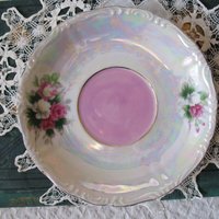 Vintage Tea Cup Footed Pink Roses MOP Pearl Made in Japan Retro Tea Party Gift Mid Century Cottage Shabby Chic Farmhouse   WhenRosesBloom