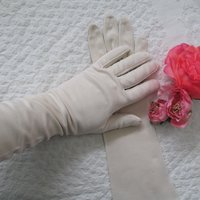 Gloves Vanilla Beige Off White Vintage Matinee Mid Century Style Wedding Tea Downton Miss Fisher Cosplay FREE Ship USA WhenRosesBloom
