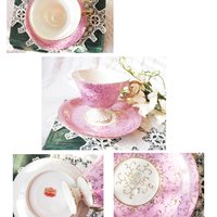 Vintage Tea Cup Footed Pink Pearl Gold  MOP Japan Mid Century Tea Gift Victoria Downton Abbey Cottage Shabby Chic Tea WhenRosesBloom