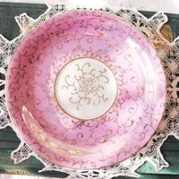 Vintage Tea Cup Footed Pink Pearl Gold  MOP Japan Mid Century Tea Gift Victoria Downton Abbey Cottage Shabby Chic Tea WhenRosesBloom