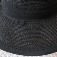 Vintage Black Straw Hat Sailor Panama Boater Classic  Elegant  Retro Style Princess Diana Duchess Kate Miss Phyrne Fisher  WhenRosesBloom