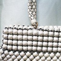 Vintage Whiting Davis Purse White Enamel Beaded 1960s Retro Wedding Evening Wear Classic Mod  Vintage Women's Accessories   WhenRosesBloom