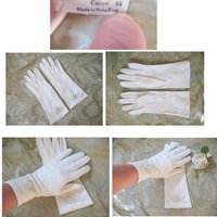 Gloves White Beads Size 6.5 Vintage Wedding Tea Dance Evening Retro Mid Century Hollywood Glamour Cosplay Free Ship US   WhenRosesBloom