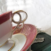 Tea Cup Pink Red Floral Roses Footed Japan Vintage Retro Tea Time Gift Mid Century Shabby Chic Afternoon Tea Party  WhenRosesBloom