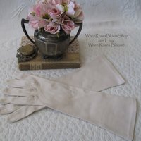 Gloves Vanilla Beige Off White Vintage Matinee Mid Century Style Wedding Tea Downton Miss Fisher Cosplay FREE Ship USA WhenRosesBloom