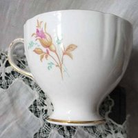 Tea Cup Pink Roses English Bone China Vintage Retro Tea Gift Mid Century Shabby Chic Farmhouse Jane Austen Downton Abbey WhenRosesBloom