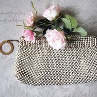 Whiting Davis Purse White Gold Enamel Beaded 1960s Vintage Retro Wedding Elegant Evening Cocktail Hollywood Glamour  WhenRosesBloom