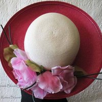 Vintage Hat Roses Pink White Garden Party Downton Abbey Classic Tea Party Wedding Elegant Straw Kentucky Derby Hat New York WhenRosesBloom