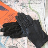 Vintage Leather Driving Gloves Black Leather Sz 6 NOS Retro Mid Century Miss Fisher Cosplay Classic Wardrobe Free Ship in US WhenRosesBloom