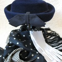 Vintage Hat Blue Wool Toque Sailor Bubble Classic Elegant 1950-60s Cosplay Mid Century Mod French schoolgirl Audrey Hepburn  WhenRosesBloom