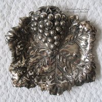 Vintage Silver Embossed Dish Grapes Tea Party Wedding Birthday Entertaining Tea Gift Silver Rococo Elegant Shabby Chic   WhenRosesBloom