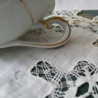 Vintage Footed Tea Cup Green White Floral Lily Japan Mid Century Modern Retro Tea Time Shabby Chic Cottage Farmhouse Tea Gift WhenRosesBloom