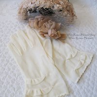 Vintage Gloves Sheer White Net  Retro Mid Century Wedding Tea Dance Downton Mid Century Royal Style  Cosplay  Free Ship  US When Roses Bloom