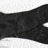 Vintage Gloves Black Leather Elegant Matinee Sophisticated Hollywood  Mid Century Style Cosplay NOS New Old  FREE ship US WhenRosesBloom