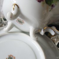 Vintage Footed Tea Cup Violets Japan Lefton Mid Century Retro Tea Time Birthday Gift Cottage Farmhouse Shabby Chic Style WhenRosesBloom