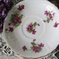 Vintage Footed Tea Cup Violets Japan Lefton Mid Century Retro Tea Time Birthday Gift Cottage Farmhouse Shabby Chic Style WhenRosesBloom