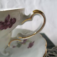 Vintage Footed Tea Cup Violets Japan Lefton Mid Century Retro Tea Time Birthday Gift Cottage Farmhouse Shabby Chic Style WhenRosesBloom