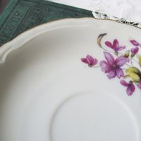 Tea Cup Footed Purple Violets Made in Japan Vintage Retro TeaTime Dainty Teacup Gift Mid Century  Shabby Chic Cottage WhenRosesBloom