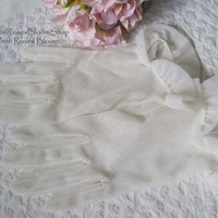 Vintage Gloves Sheer White Net Retro Cosplay Mid Century Wedding 1st Communion Tea Dance Downton Tea Party Free Ship  US When Roses Bloom