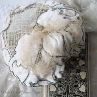 Vintage Hat 1920s Wedding  Bridal Headpiece Tea Wedding Veil Eggshell Toque White/ Silver Beads Flapper  Gatsby Art Deco WhenRosesBloom