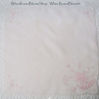 Vintage Pink Hanky Madeira Floral Wedding Keepsake Remembrance Heirloom Embroidery Applique Linen Free Ship  US  WhenRosesBloom