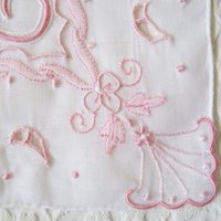 Vintage Madeira Hanky E Initial Monogram Pink Embroidery Wedding Keepsake Gift Handkerchief Remembrance Heirloom FREE SHIP US WhenRosesBloom
